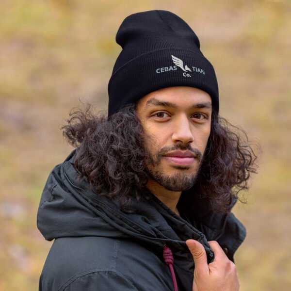 Winged Crest Cuffed Beanie